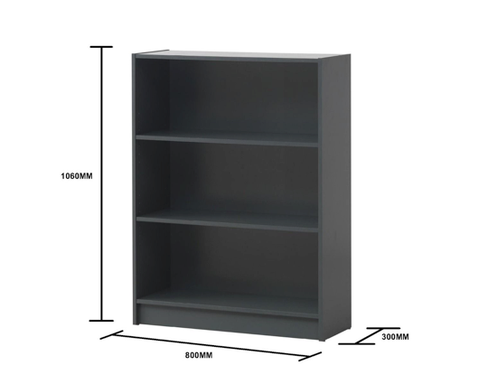 Traditional Low Wide Bookcase-Dark Grey