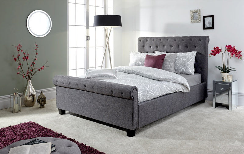 Laura Double Ottoman Bed- Grey