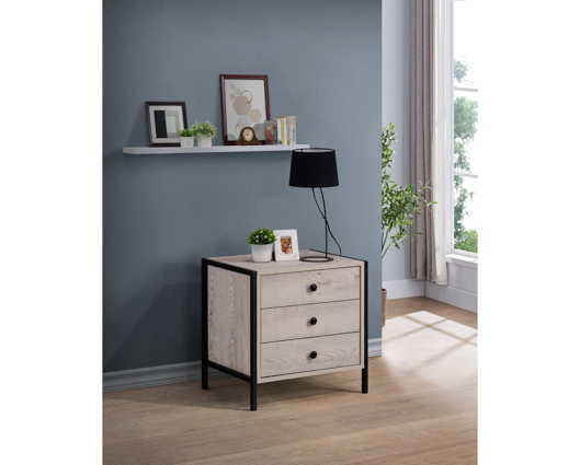 Zahra Nightstand with 3 Drawers-Ash Oak