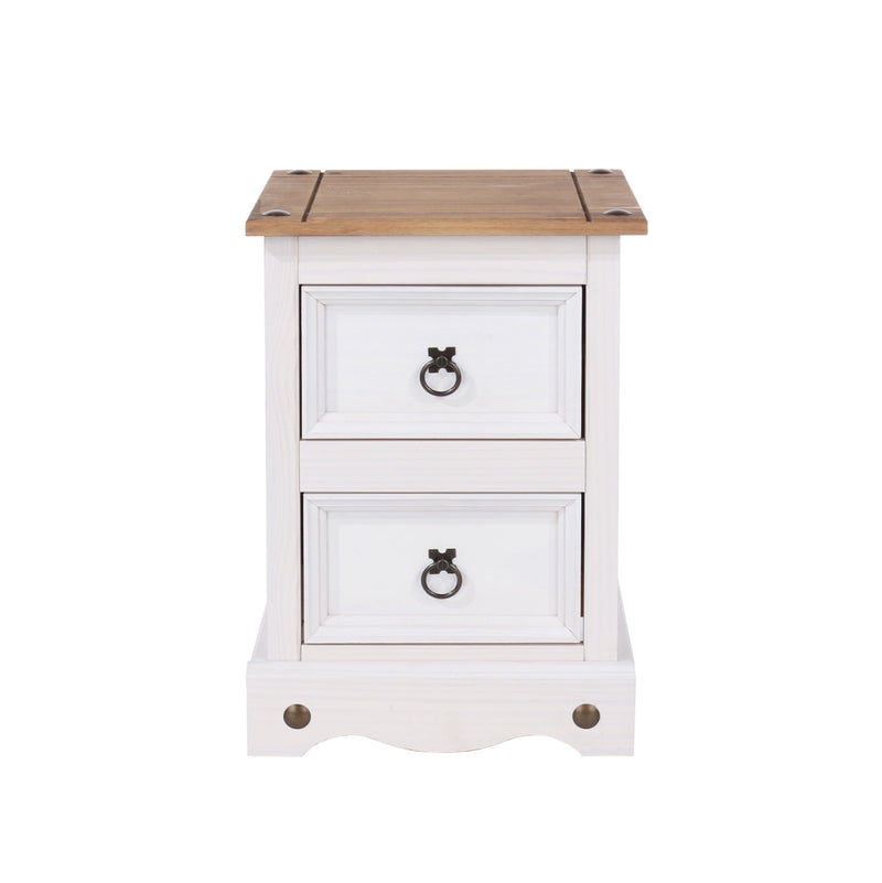 Corona White 2 Drawer Petite Bedside Cabinet