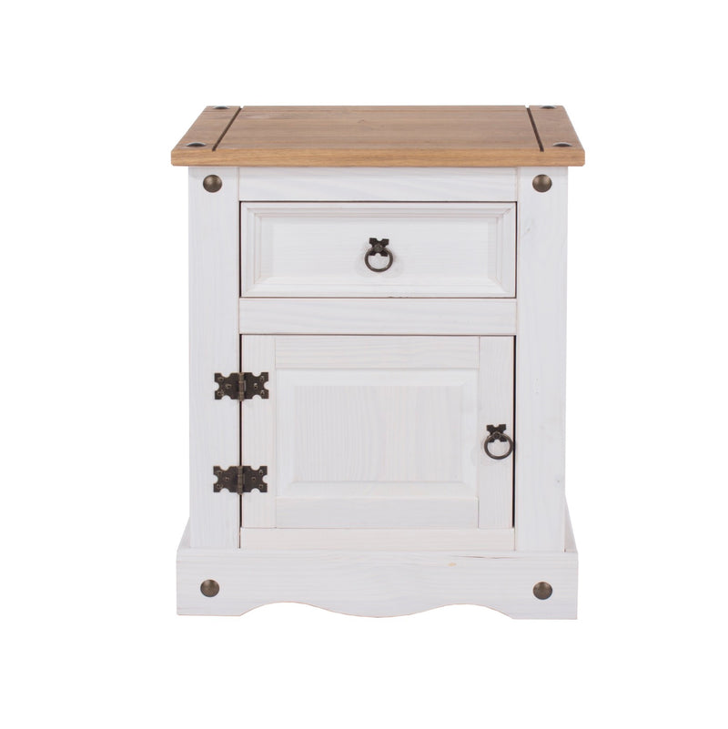 Corona White 1 Door, 1 Drawer Bedside Cabinet