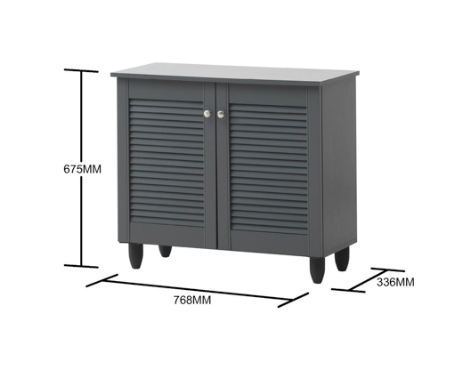 Traditional 2 Door Shoe Cabinet-Dark Grey