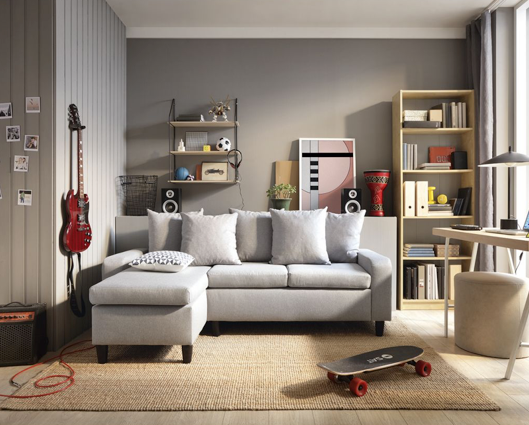 Napoli Left Hand Facing Corner Sofa - Light Grey