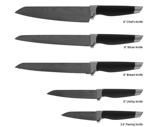 Presto 5 Piece Damascus Patterned Knife Set