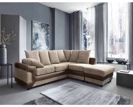 Dulcie Right Hand Facing Corner Sofa - Brown & Beige