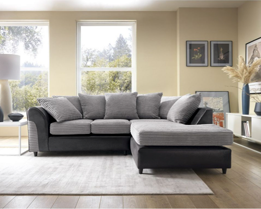 Harvey Right Hand Facing Corner Sofa - Black & Charcoal