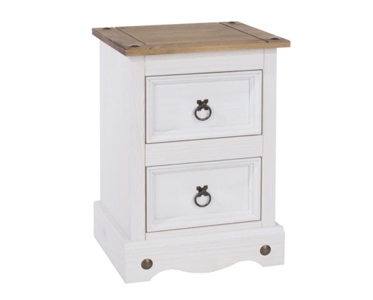 Corona White 2 Drawer Petite Bedside Cabinet