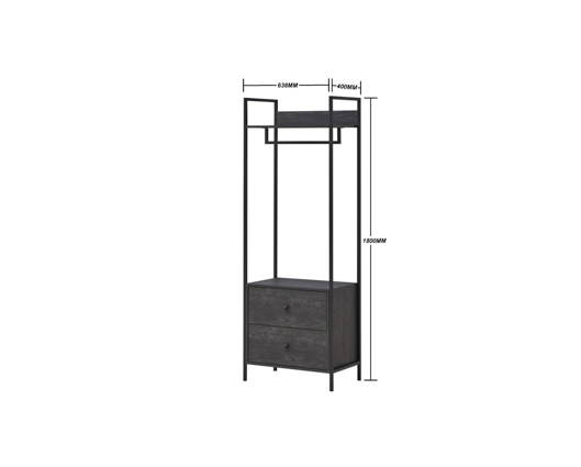 Open Wardrobe with 2 Drawers-Black