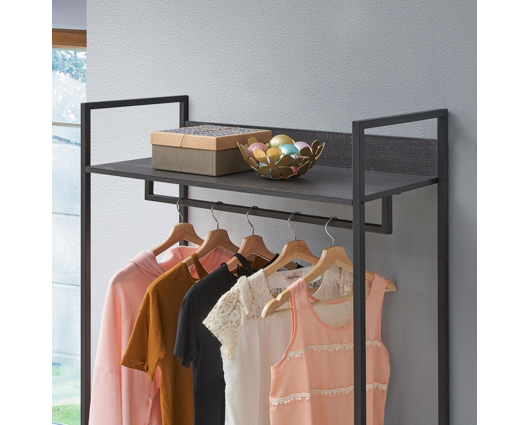 Zulu Wide Open Wardrobe with 4 Shelves-Black