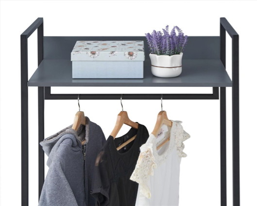 Zulu Open Wardrobe with 4 Shelves-Dark Grey