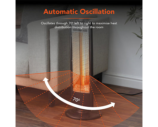 Warmlite 1KW Carbon Heater with Oscillation Black