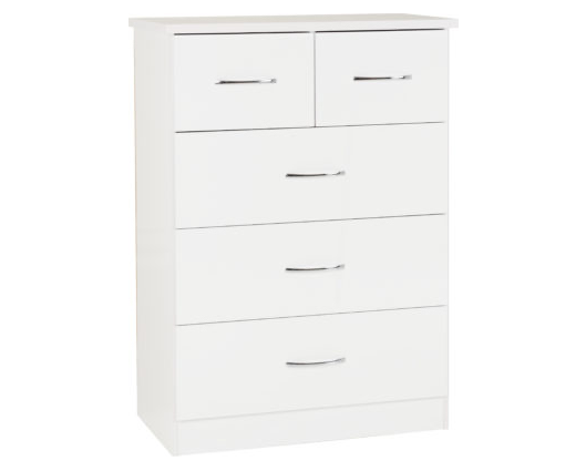Nevada 3+2 Drawer Chest - White Gloss