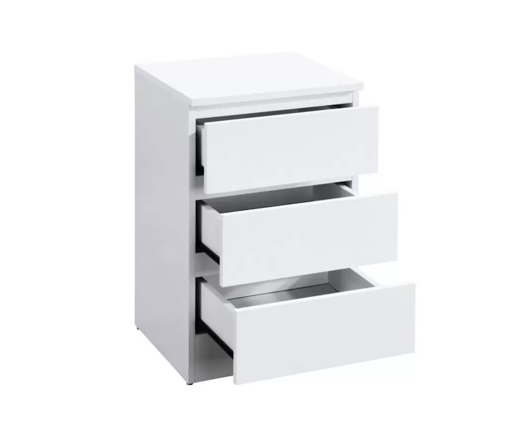 Oslo 3 Drawer Bedside- White