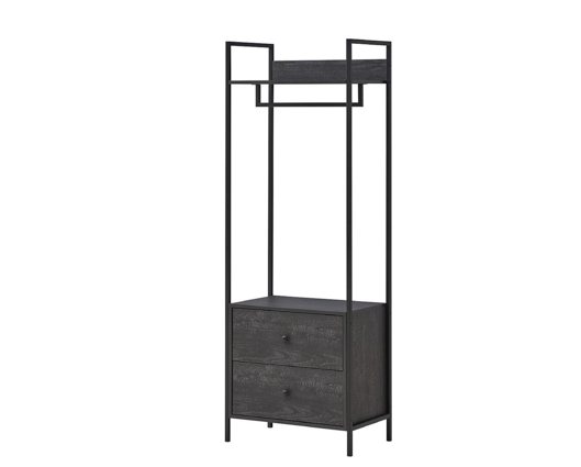 Open Wardrobe with 2 Drawers-Black