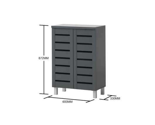 2 Door Shoe Cabinet-Dark Grey