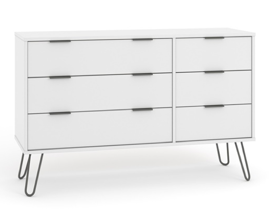 Austin White 3+3 Wide Chest of Drawers