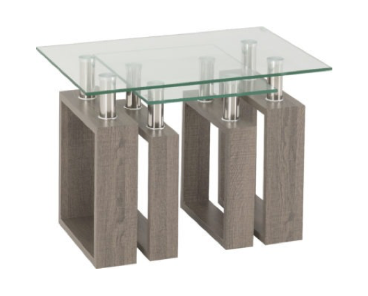 Miles Nest of Tables - Light Charcoal/Clear Glass/Silver