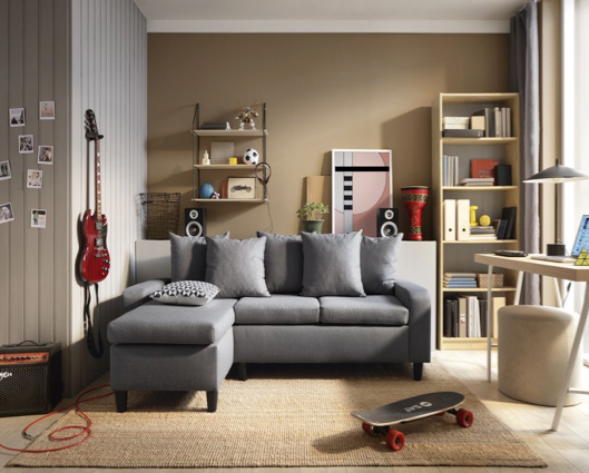 Napoli Left Hand Facing Corner Sofa - Dark Grey