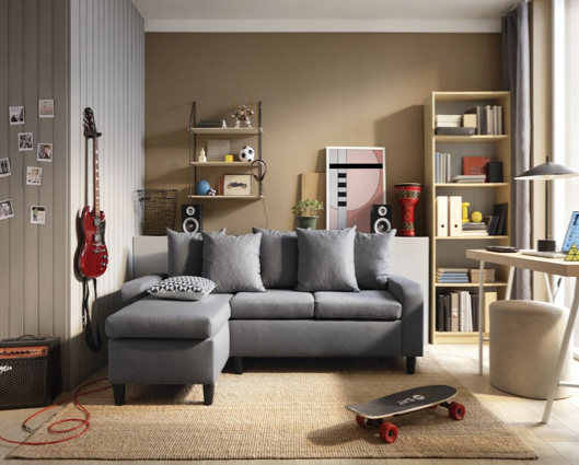 Noah Left Hand Facing Corner Sofa - Dark Grey