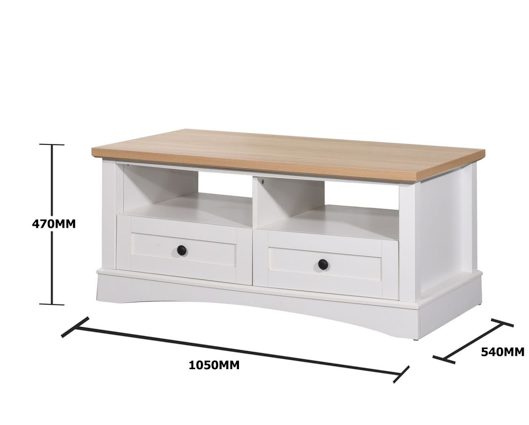 Carman Coffee Table with 2 Drawers-White