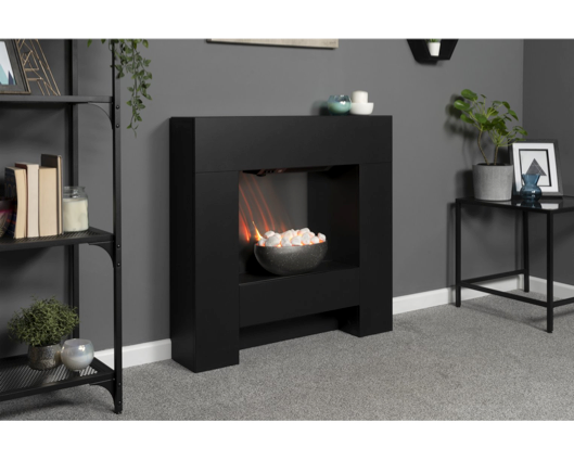 Cube Electric Fireplace Suite in Textured Black 36 Inch