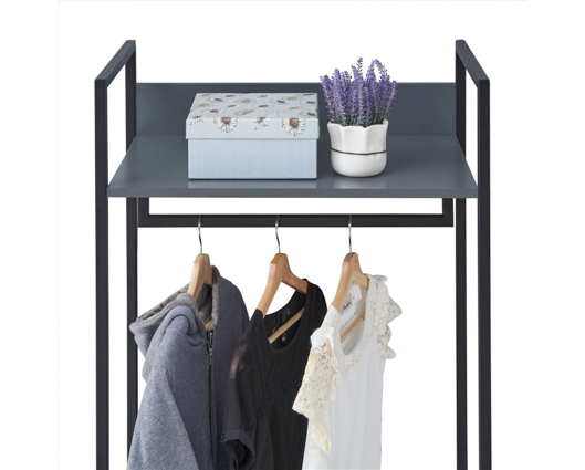 Open Wardrobe with 2 Drawers-Dark Grey