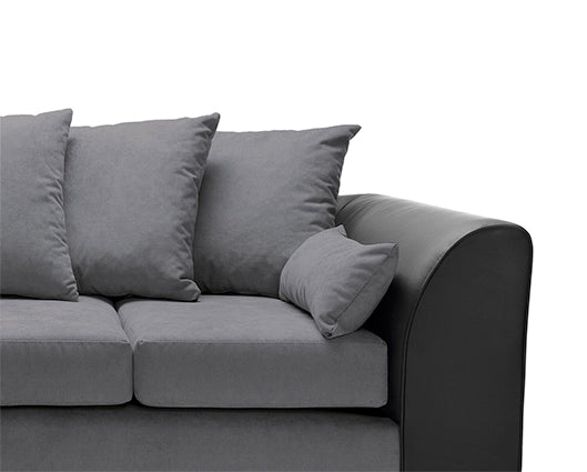 Dan Left Hand Facing Corner Sofa - Black & Charcoal