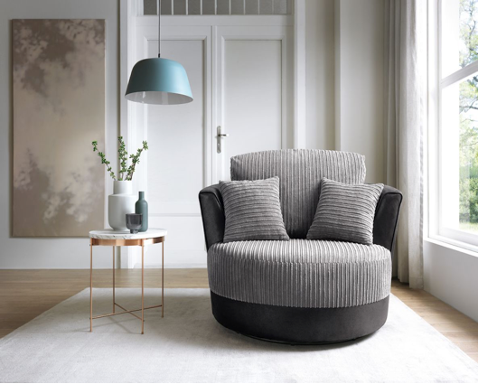 Dulcie Swivel Chair - Black & Charcoal