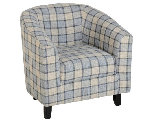 Hazel Tub Chair - Grey Check Fabric
