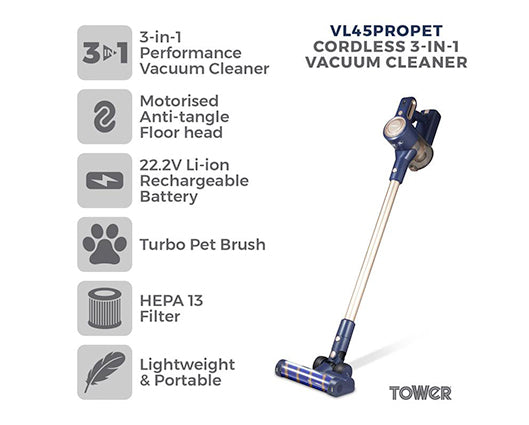 Tower VL45 Pro Pet Anti Tangle 3 in 1 Vacuum Cleaner