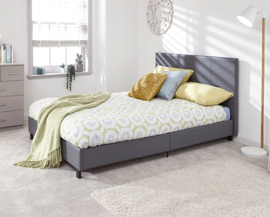 Simple Small Double Bed in a Box-Grey