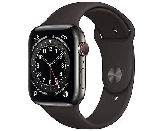 Refurbished Apple Watch Series 6 44mm Stainless Space Black with Black Sports Band