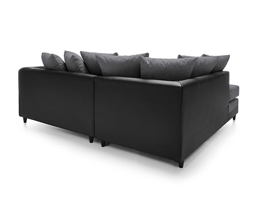 Dan Left Hand Facing Corner Sofa - Black & Charcoal