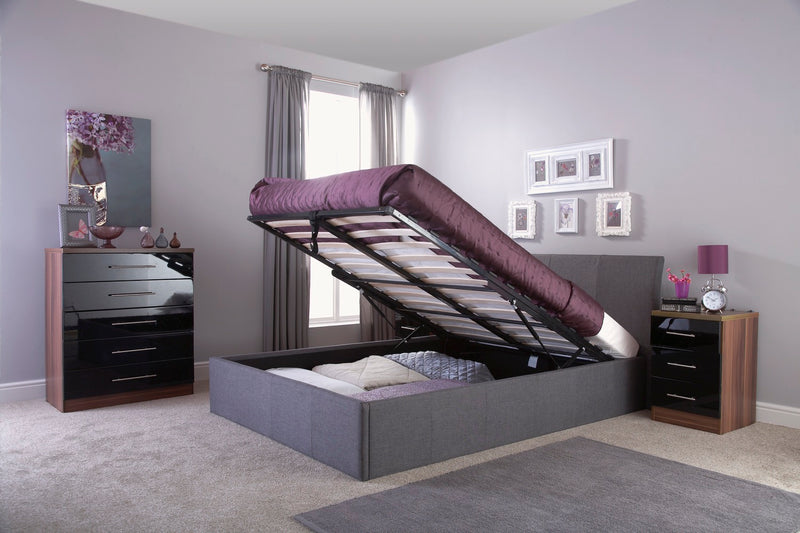 Axn Double Ottoman-Grey Fabric Bed