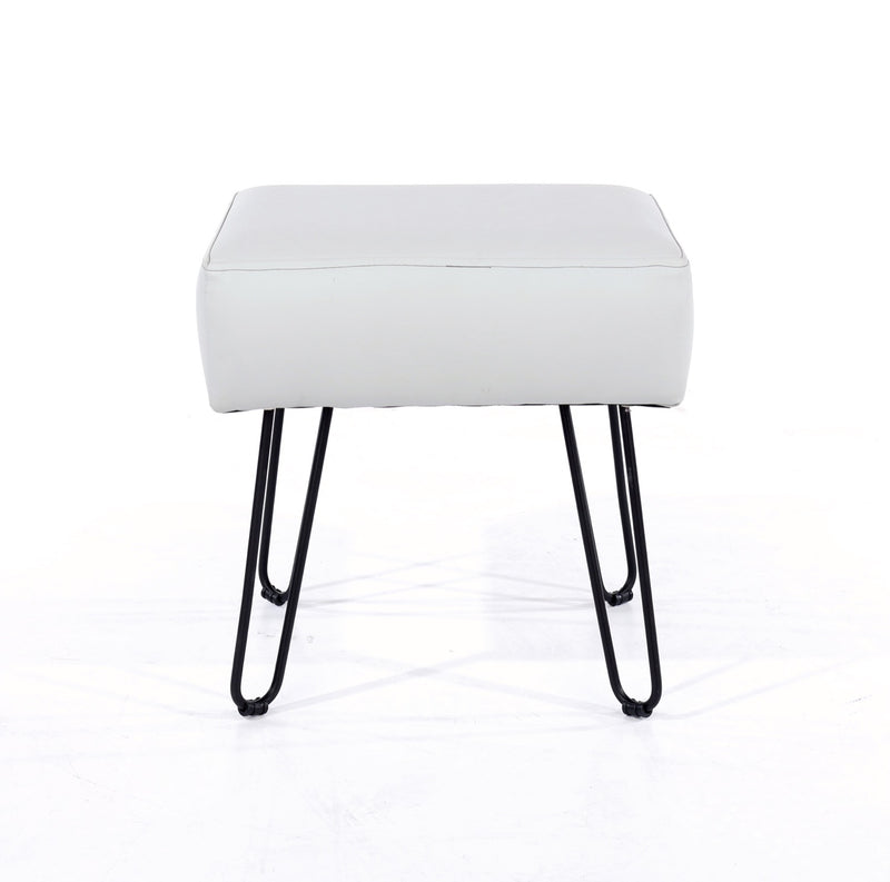 Grey PU Upholstered Rectangular Stool