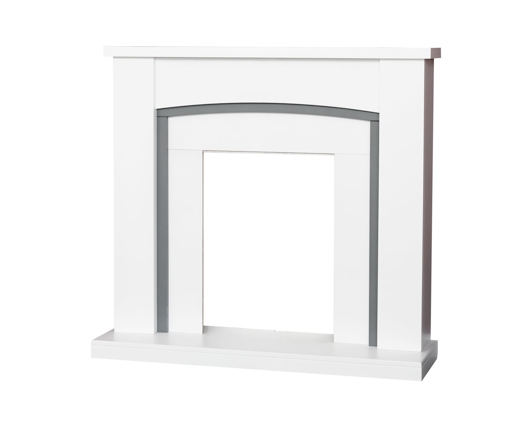 Cassandra Fireplace in Pure White and Grey, 39 Inch