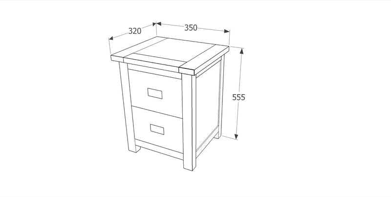 Ballard 2 Drawer Petite Bedside Cabinet
