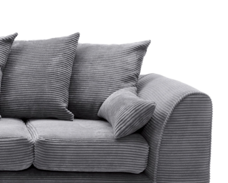 Jumbo Cord Left Hand Facing Corner Sofa - Grey