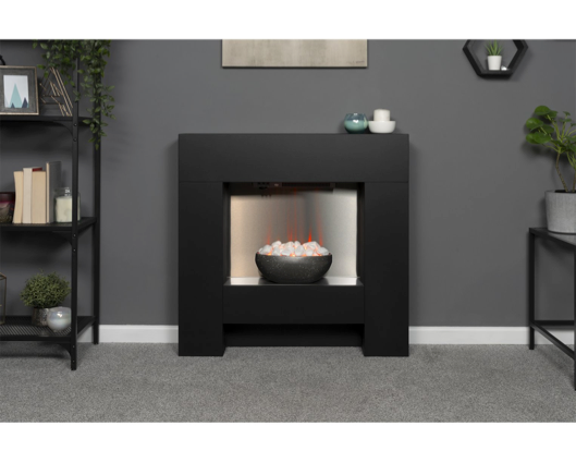 Cube Electric Fireplace Suite in Textured Black 36 Inch