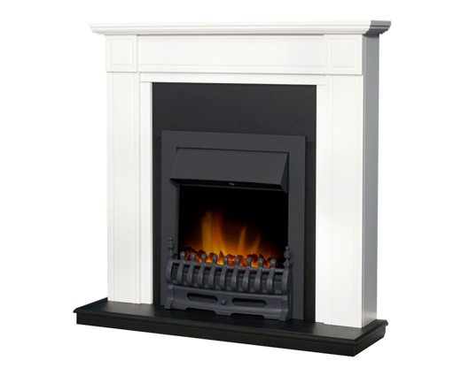 Giovannia  Fireplace Suite 39inch White/Black With Electric Fire - Black