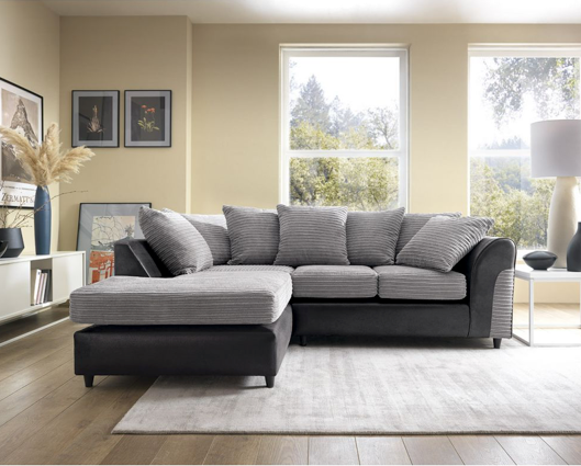 Harvey Left Hand Facing Corner Sofa - Black & Charcoal