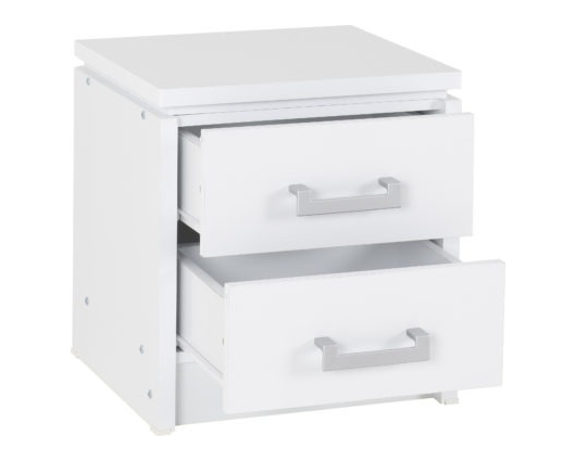 Cordell 2 Drawer Bedside Chest - White