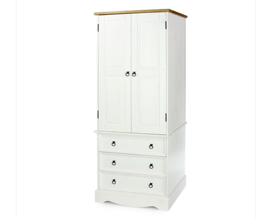 Corona White 2 Door, 3 Drawer Wardrobe