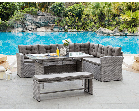 Munich Grey PC Corner Sofa Dining Set