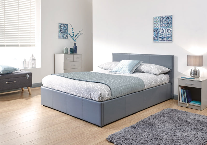 Small Double End Lift Ottoman Bed-Grey PU