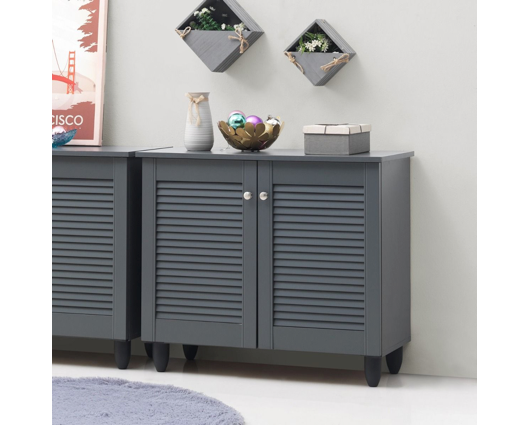2 Door Shoe Cabinet-Dark Grey