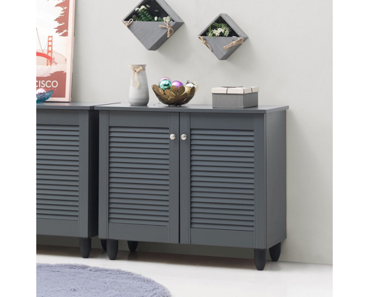 Traditional 2 Door Shoe Cabinet-Dark Grey