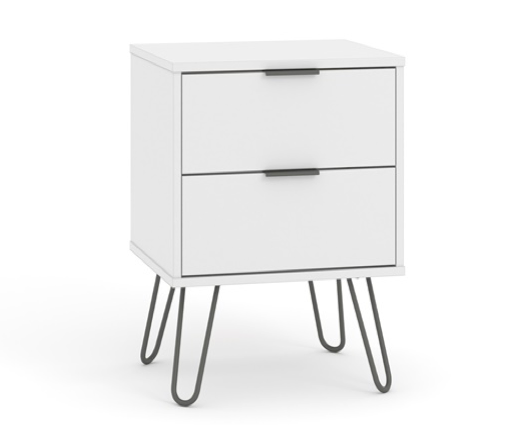 Austin White 2 Drawer Bedside Cabinet