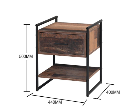 Burr Nightstand with 1 Drawer