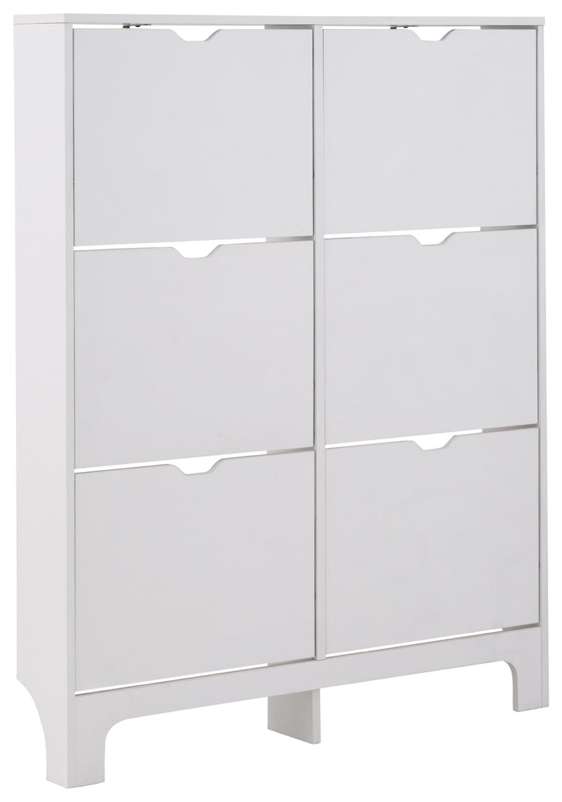 Slim 6 Drawer Shoe Cabinet-White